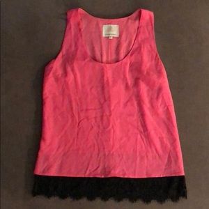 Madison Marcus silk tank with lace trim